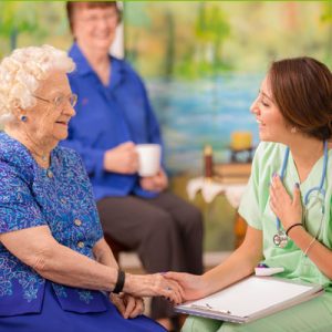 healthcare nurse and client family