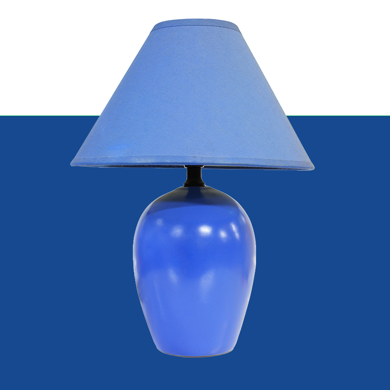 A small blue lamp.